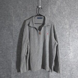 Polo Ralph Lauren 1/4 Zip Pullover Mens Long Sleeve Sweater XXL Gray Preppy Pony